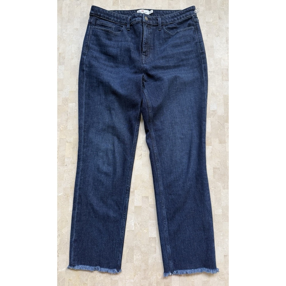Vineyard Vines Women's Jeans Size 30 Straight Dark Wash Frayed Raw Hem‎